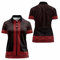 New Zealand Maori Kowhaiwhai Women Polo Shirt Whero Maui and Mangopare