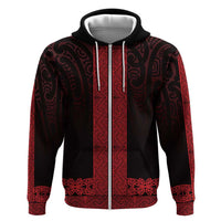 New Zealand Maori Kowhaiwhai Zip Hoodie Whero Maui and Mangopare LT9 Zip Hoodie Red - Polynesian Pride