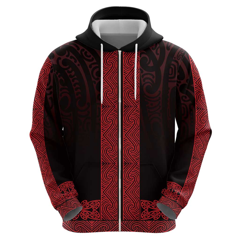 New Zealand Maori Kowhaiwhai Zip Hoodie Whero Maui and Mangopare LT9 - Polynesian Pride