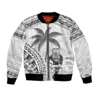 Custom Fiji Black Fern Bomber Jacket Maori Warroir with Fijian Masi Pattern LT9 Unisex White - Polynesian Pride