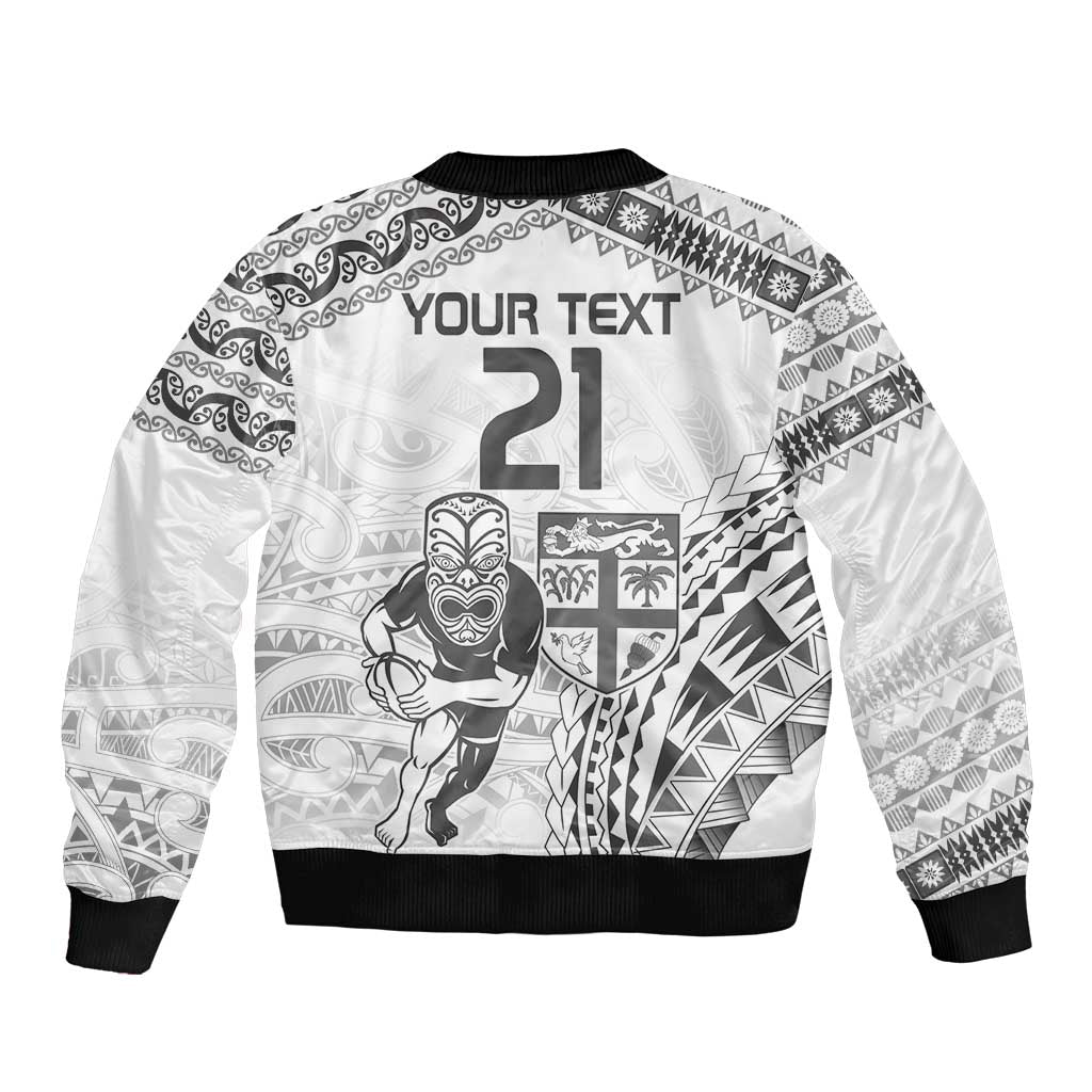 Custom Fiji Black Fern Bomber Jacket Maori Warroir with Fijian Masi Pattern LT9 - Polynesian Pride