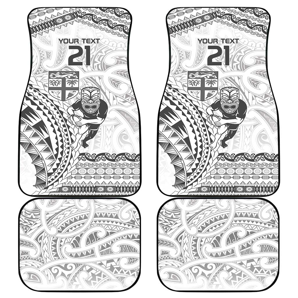 Custom Fiji Black Fern Car Mats Maori Warroir with Fijian Masi Pattern