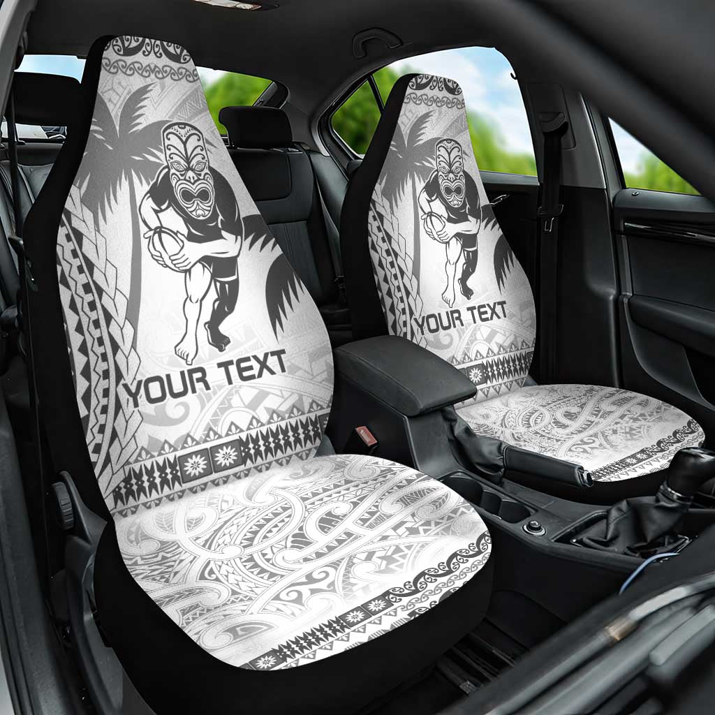 Custom Fiji Black Fern Car Seat Cover Maori Warroir with Fijian Masi Pattern