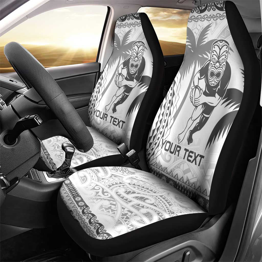 Custom Fiji Black Fern Car Seat Cover Maori Warroir with Fijian Masi Pattern