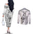 Custom Fiji Black Fern Couples Matching Off The Shoulder Long Sleeve Dress and Long Sleeve Button Shirt Maori Warroir with Fijian Masi Pattern