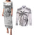 Custom Fiji Black Fern Couples Matching Puletasi and Long Sleeve Button Shirt Maori Warroir with Fijian Masi Pattern