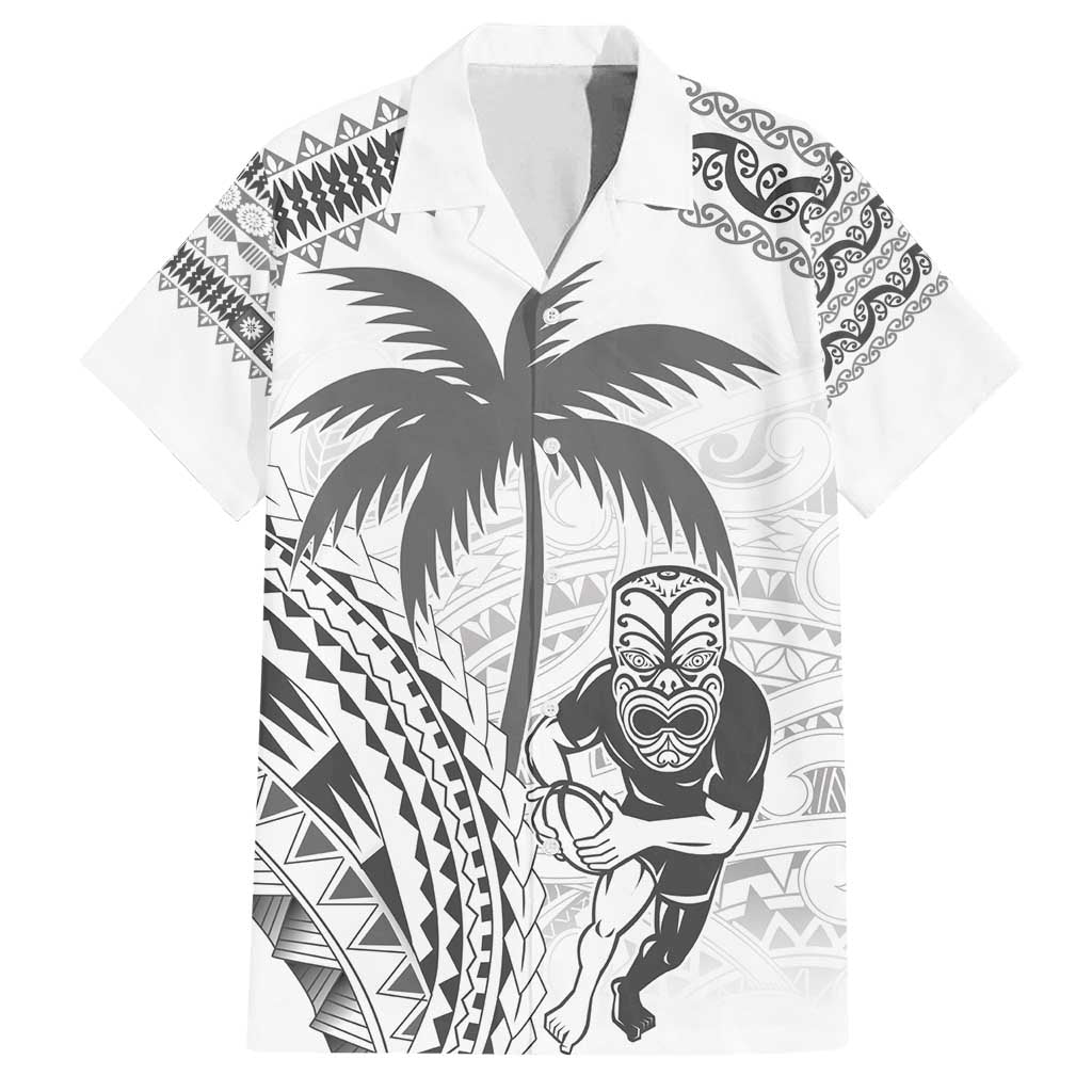 Custom Fiji Black Fern Family Matching Long Sleeve Bodycon Dress and Hawaiian Shirt Maori Warroir with Fijian Masi Pattern LT9 Dad's Shirt - Short Sleeve White - Polynesian Pride