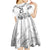 Custom Fiji Black Fern Kid Short Sleeve Dress Maori Warroir with Fijian Masi Pattern