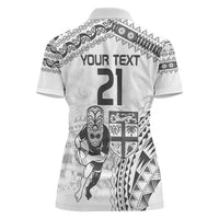 Custom Fiji Black Fern Women Polo Shirt Maori Warroir with Fijian Masi Pattern