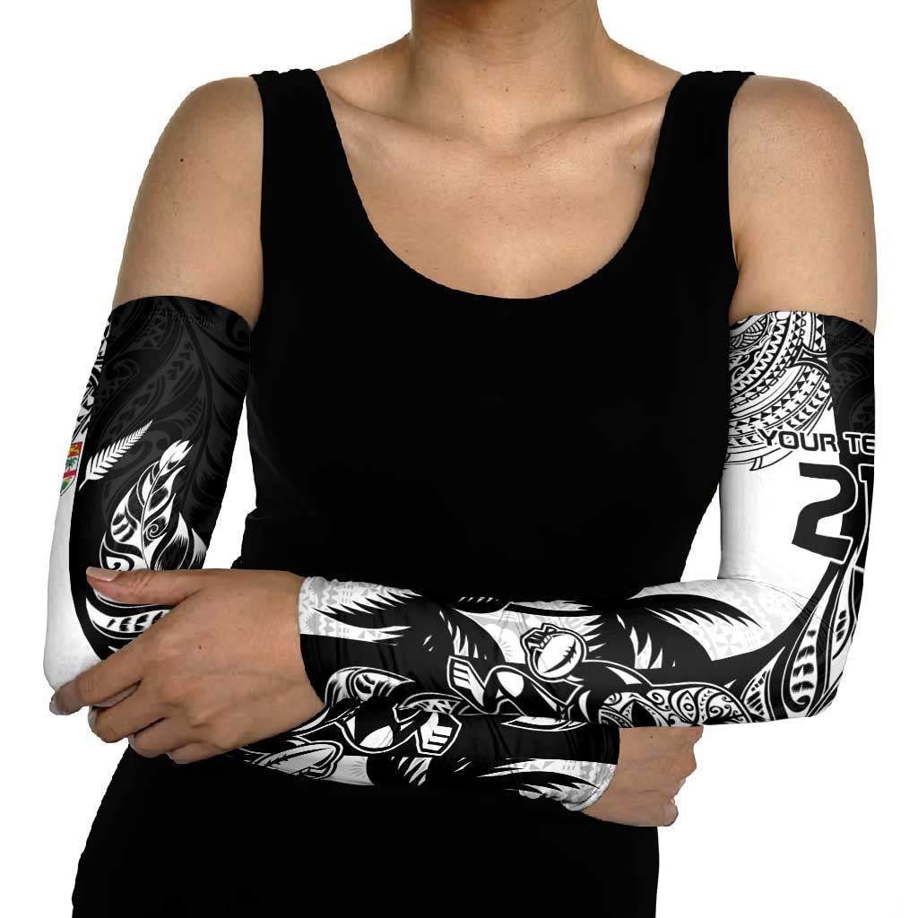 Fiji New Zealand Rugby Personalised Arm Sleeves Maori and Tapa Pattern - Polynesian Pride