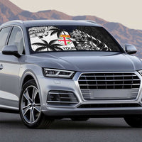 Fiji New Zealand Rugby Personalised Auto Sun Shade Maori and Tapa Pattern - Polynesian Pride