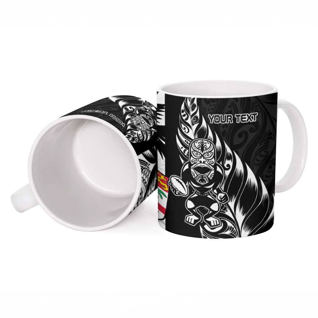 Fiji New Zealand Rugby Personalised Ceramic Mug Maori and Tapa Pattern - Polynesian Pride