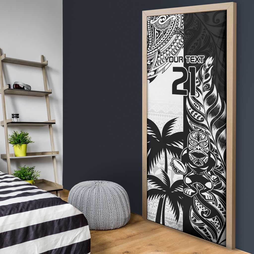 Fiji New Zealand Rugby Personalised Door Cover Maori and Tapa Pattern - Polynesian Pride
