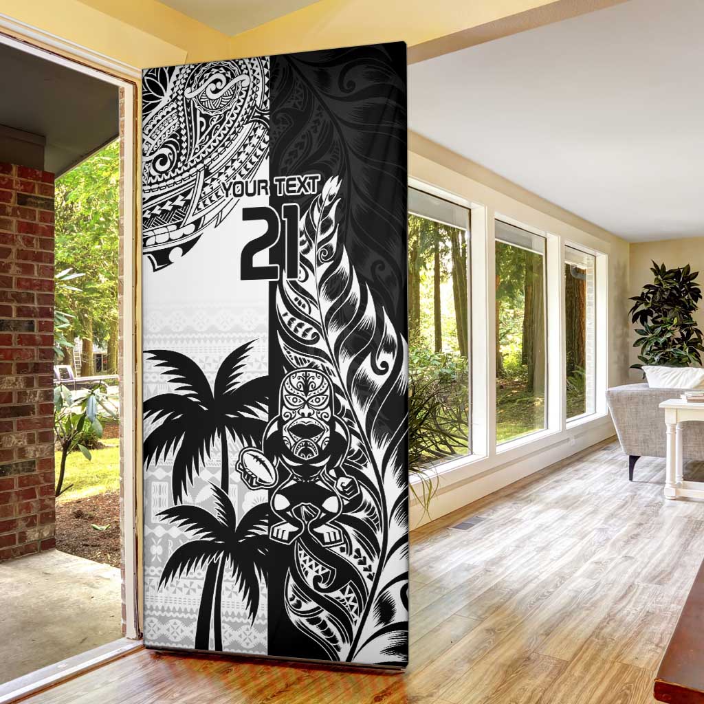 Fiji New Zealand Rugby Personalised Door Cover Maori and Tapa Pattern - Polynesian Pride