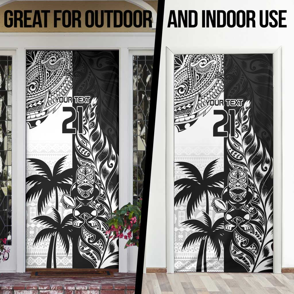 Fiji New Zealand Rugby Personalised Door Cover Maori and Tapa Pattern - Polynesian Pride