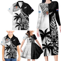 Custom Fiji New Zealand Family Matching Long Sleeve Bodycon Dress and Hawaiian Shirt Maori mix Tapa Pattern Version LT9 - Polynesian Pride