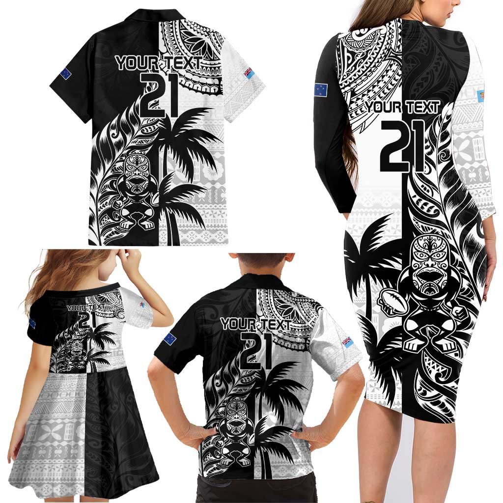 Custom Fiji New Zealand Family Matching Long Sleeve Bodycon Dress and Hawaiian Shirt Maori mix Tapa Pattern Version LT9 - Polynesian Pride