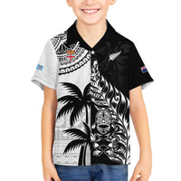 Custom Fiji New Zealand Family Matching Puletasi and Hawaiian Shirt Maori mix Tapa Pattern Version LT9 Son's Shirt Black - Polynesian Pride