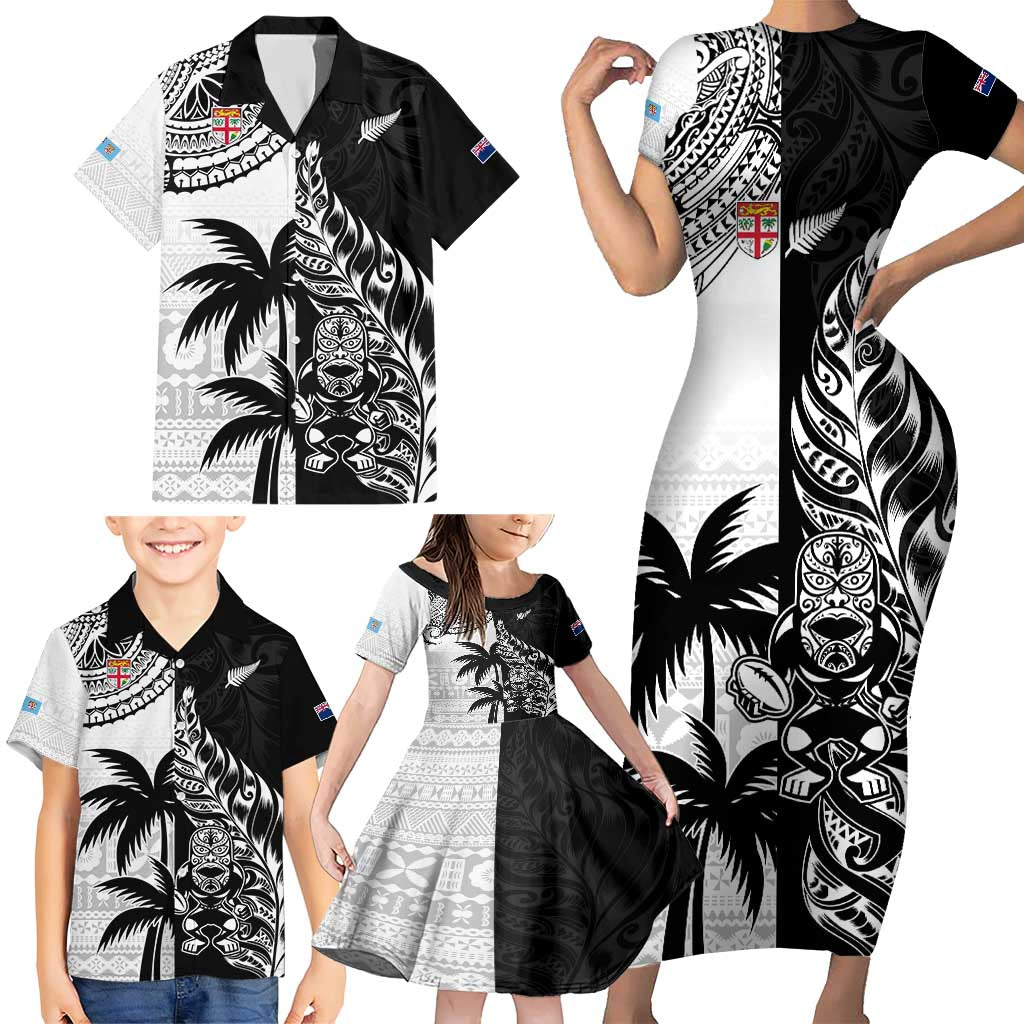 Custom Fiji New Zealand Family Matching Short Sleeve Bodycon Dress and Hawaiian Shirt Maori mix Tapa Pattern Version LT9 - Polynesian Pride
