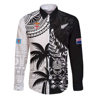 Custom Fiji New Zealand Family Matching Short Sleeve Bodycon Dress and Hawaiian Shirt Maori mix Tapa Pattern Version LT9 Dad's Shirt - Long Sleeve Black - Polynesian Pride