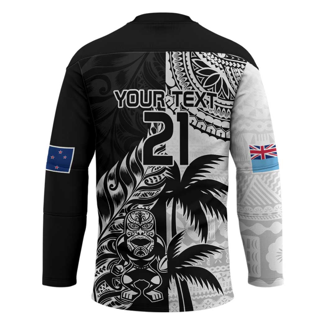 Fiji New Zealand Rugby Personalised Hockey Jersey Maori and Tapa Pattern LT9 - Polynesian Pride