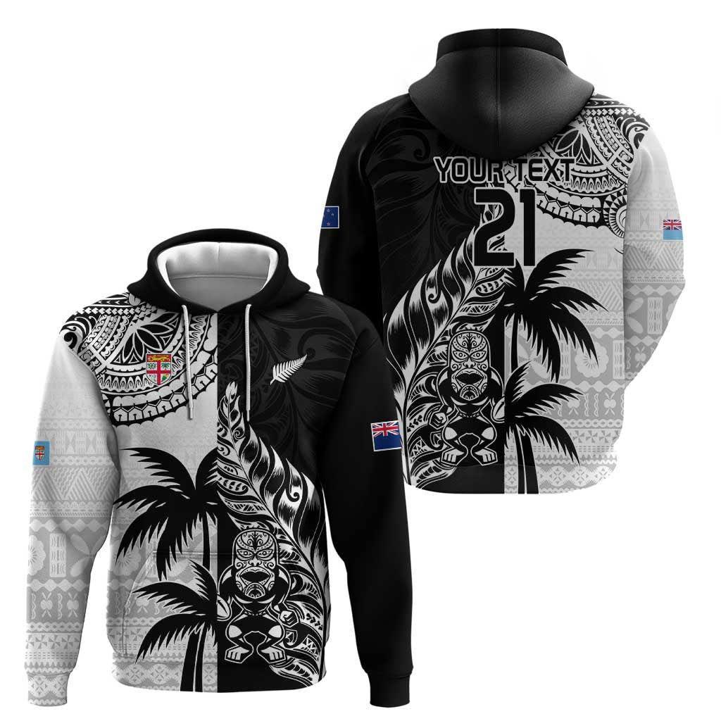 Custom Fiji New Zealand Hoodie Maori mix Tapa Pattern Version