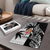 Fiji New Zealand Rugby Personalised Puzzle Maori and Tapa Pattern - Polynesian Pride