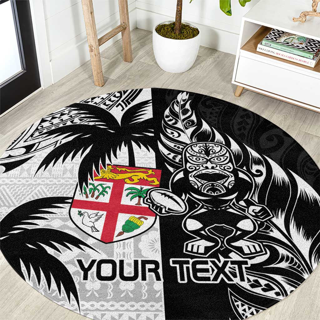 Custom Fiji New Zealand Round Carpet Maori mix Tapa Pattern Version