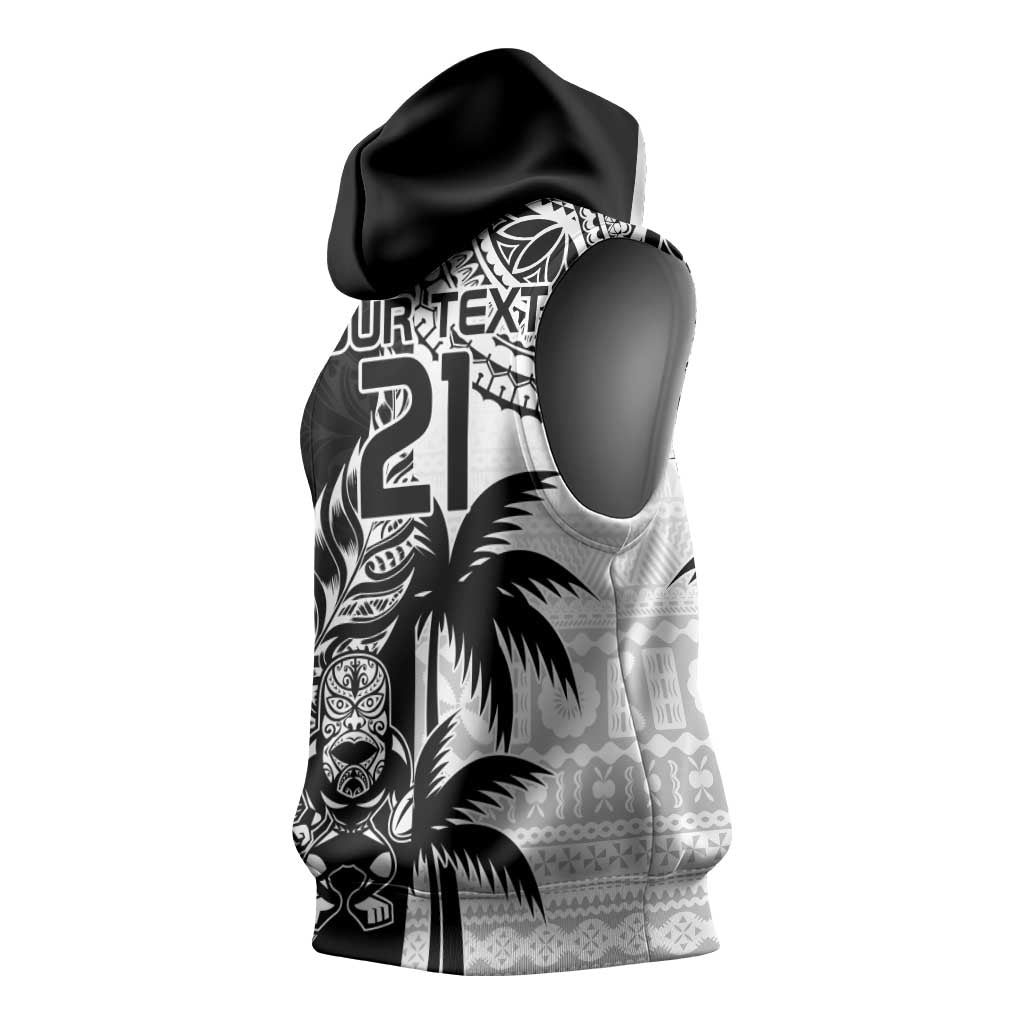 Fiji New Zealand Rugby Personalised Sleeveless Hoodie Maori and Tapa Pattern LT9 - Polynesian Pride