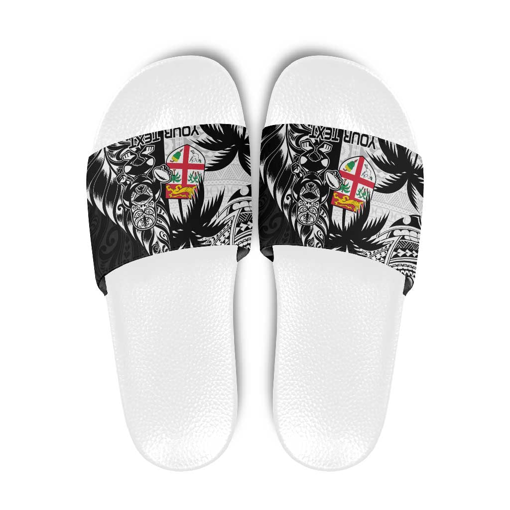 Fiji New Zealand Rugby Personalised Slide Sandals Maori and Tapa Pattern - Polynesian Pride