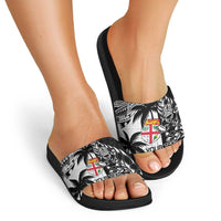 Fiji New Zealand Rugby Personalised Slide Sandals Maori and Tapa Pattern - Polynesian Pride