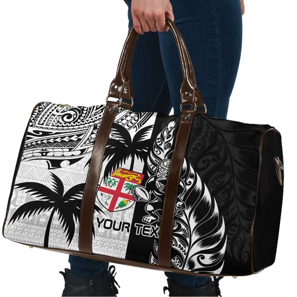 Fiji New Zealand Rugby Personalised Travel Bag Maori and Tapa Pattern - Polynesian Pride