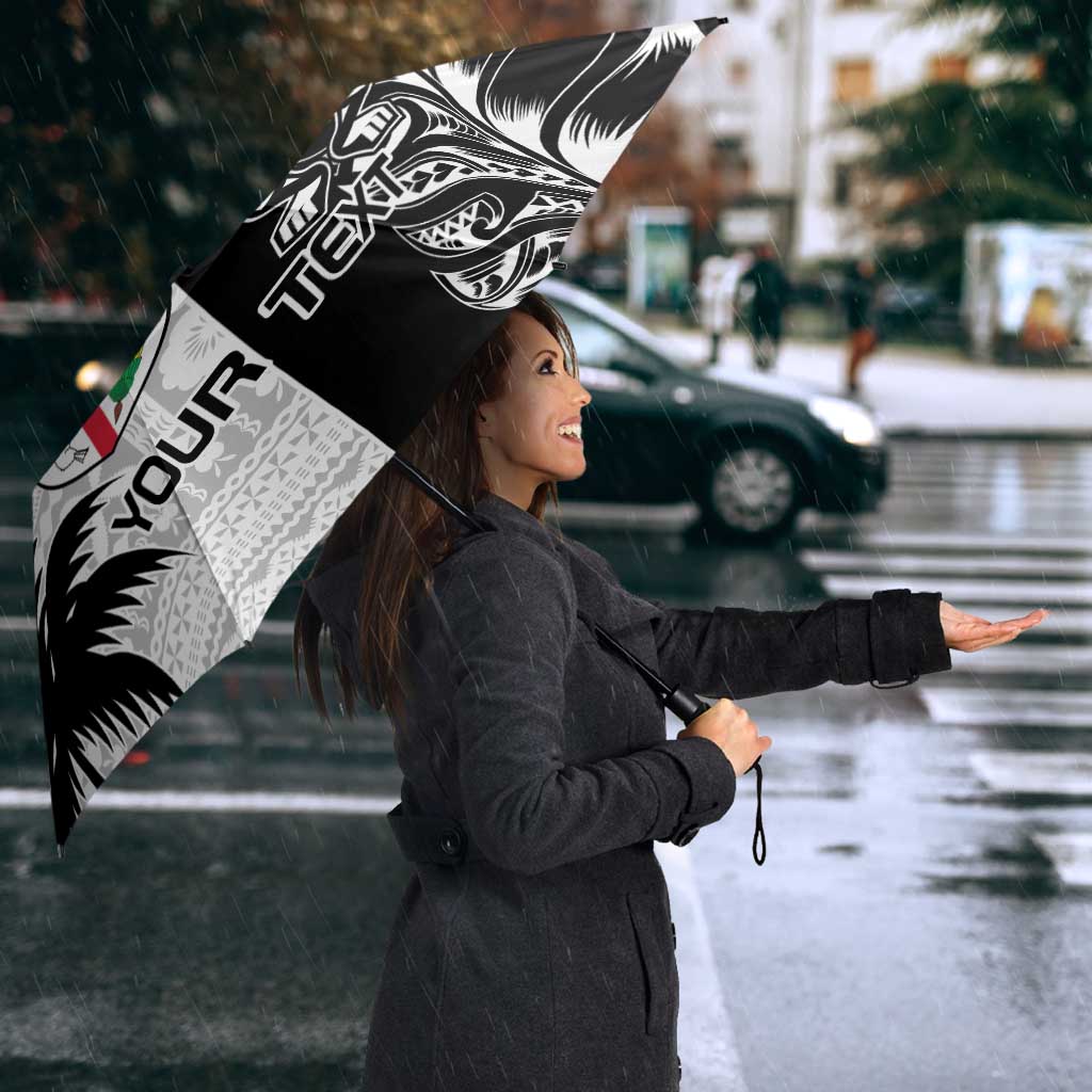 Fiji New Zealand Rugby Personalised Umbrella Maori and Tapa Pattern - Polynesian Pride