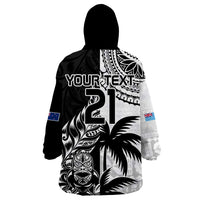 Custom Fiji New Zealand Wearable Blanket Hoodie Maori mix Tapa Pattern Version