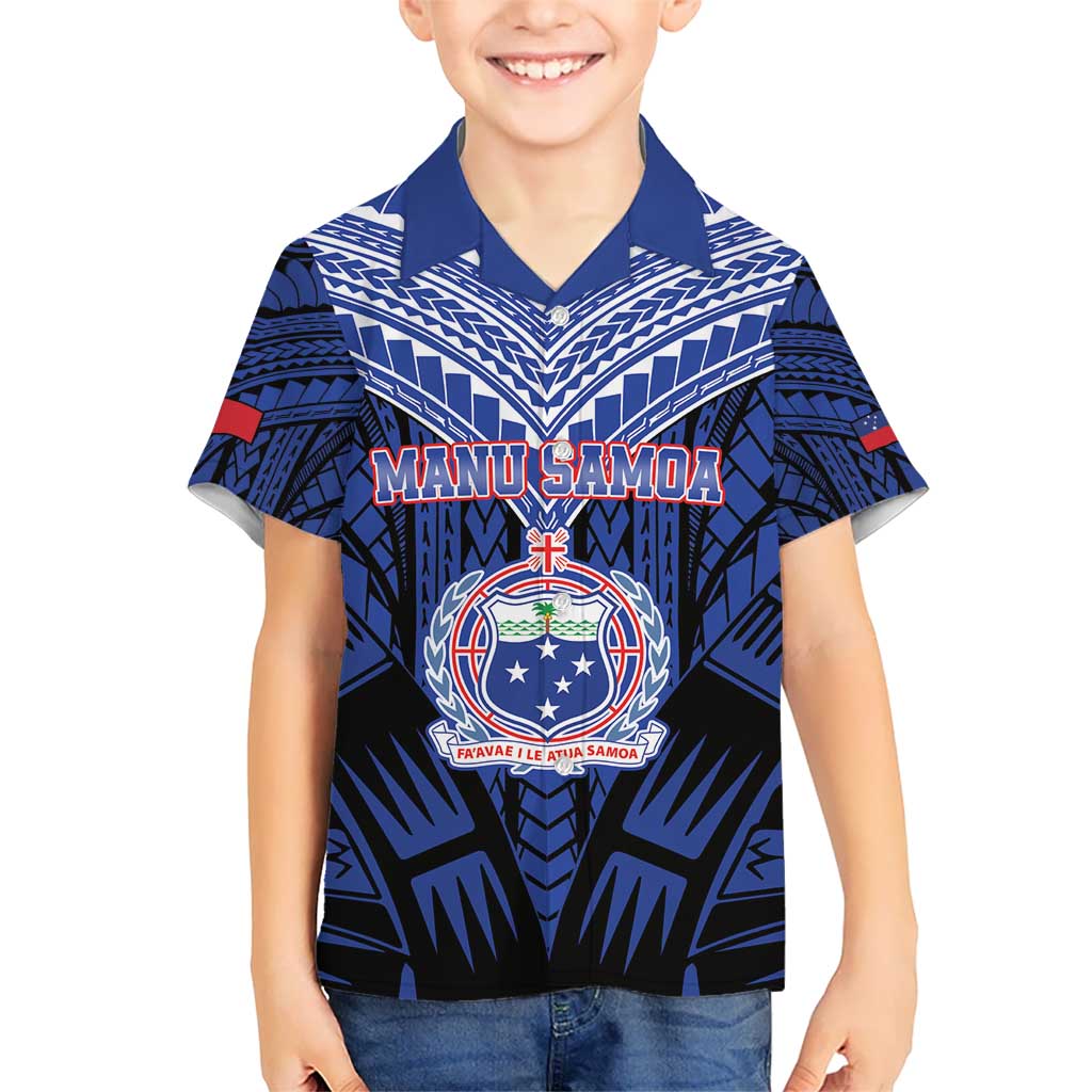 Custom Manu Samoa Sevens Rugby Hawaiian Shirt Samoan Tribal Tattoo