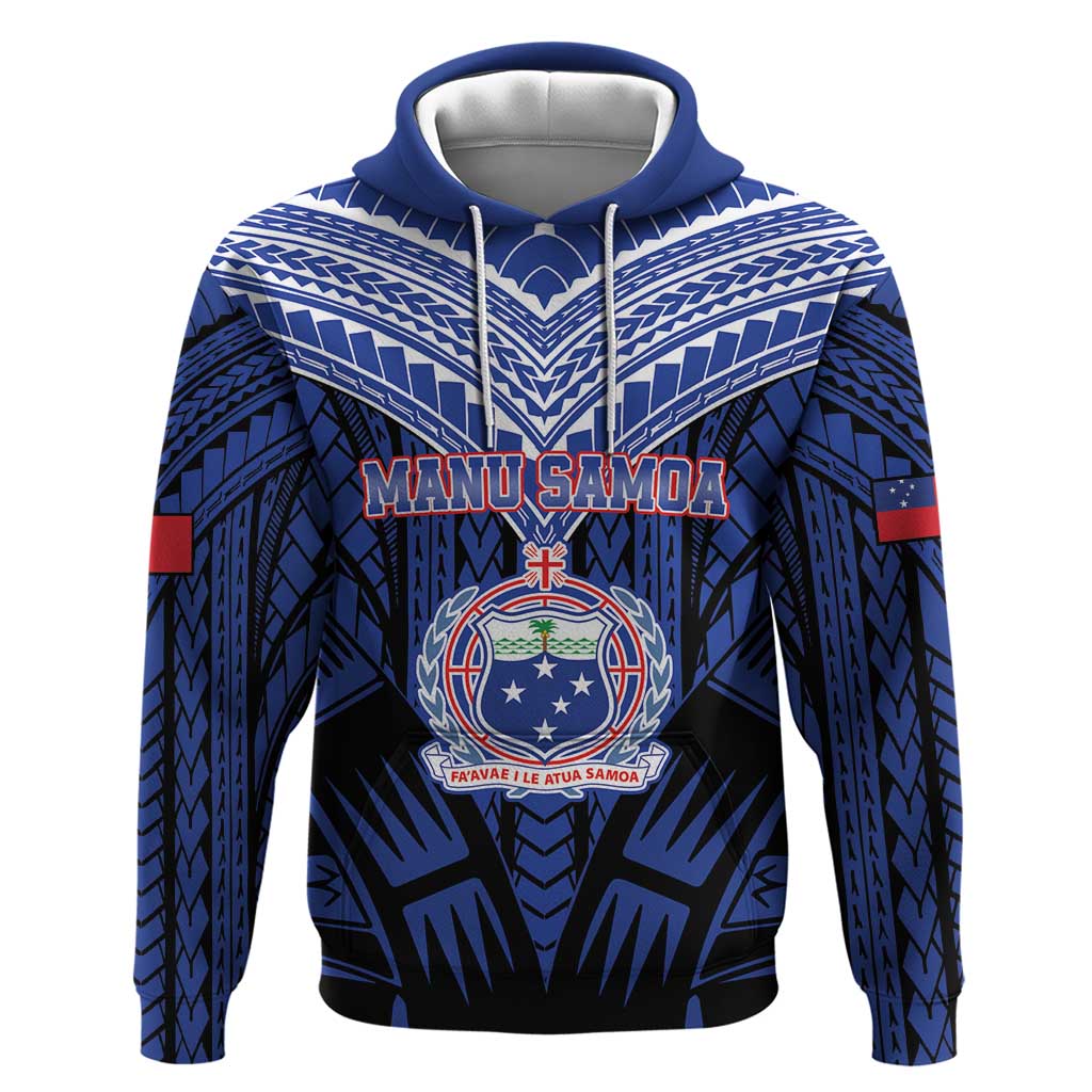 Custom Manu Samoa Sevens Rugby Hoodie Samoan Tribal Tattoo