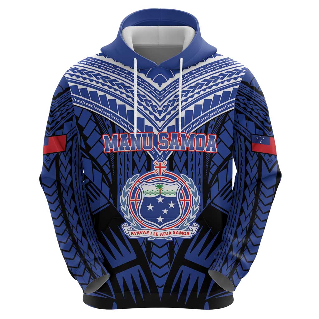 Custom Manu Samoa Sevens Rugby Zip Hoodie Samoan Tribal Tattoo
