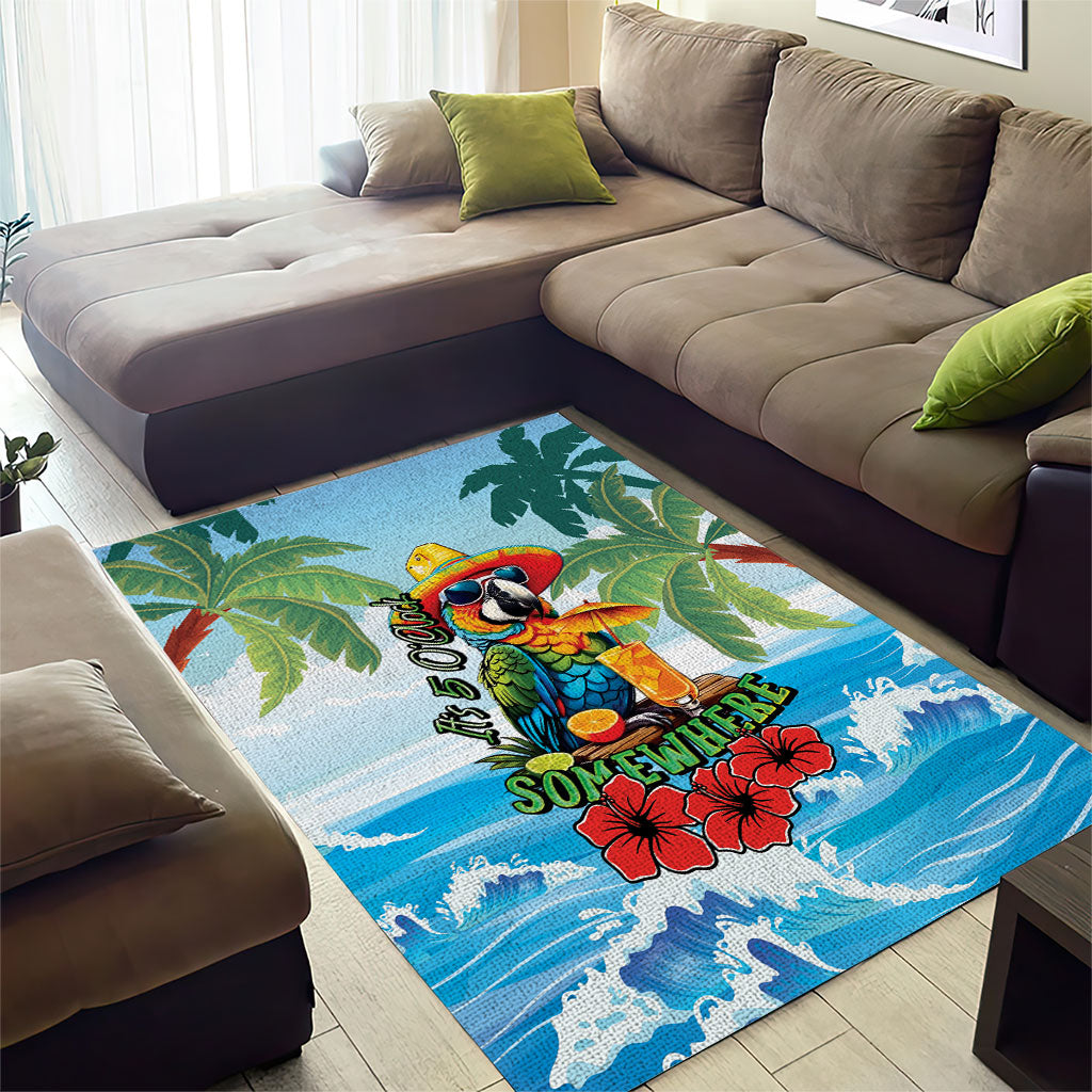 Funny Parrot Margarita Five O'clock Somewhere Area Rug