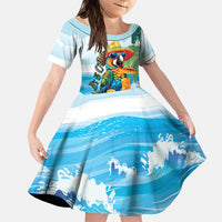 Funny Parrot Margarita Five O'clock Somewhere Family Matching Long Sleeve Bodycon Dress and Hawaiian Shirt