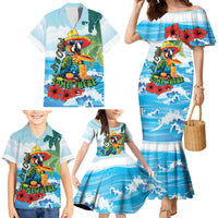 Funny Parrot Margarita Five O'clock Somewhere Family Matching Mermaid Dress and Hawaiian Shirt