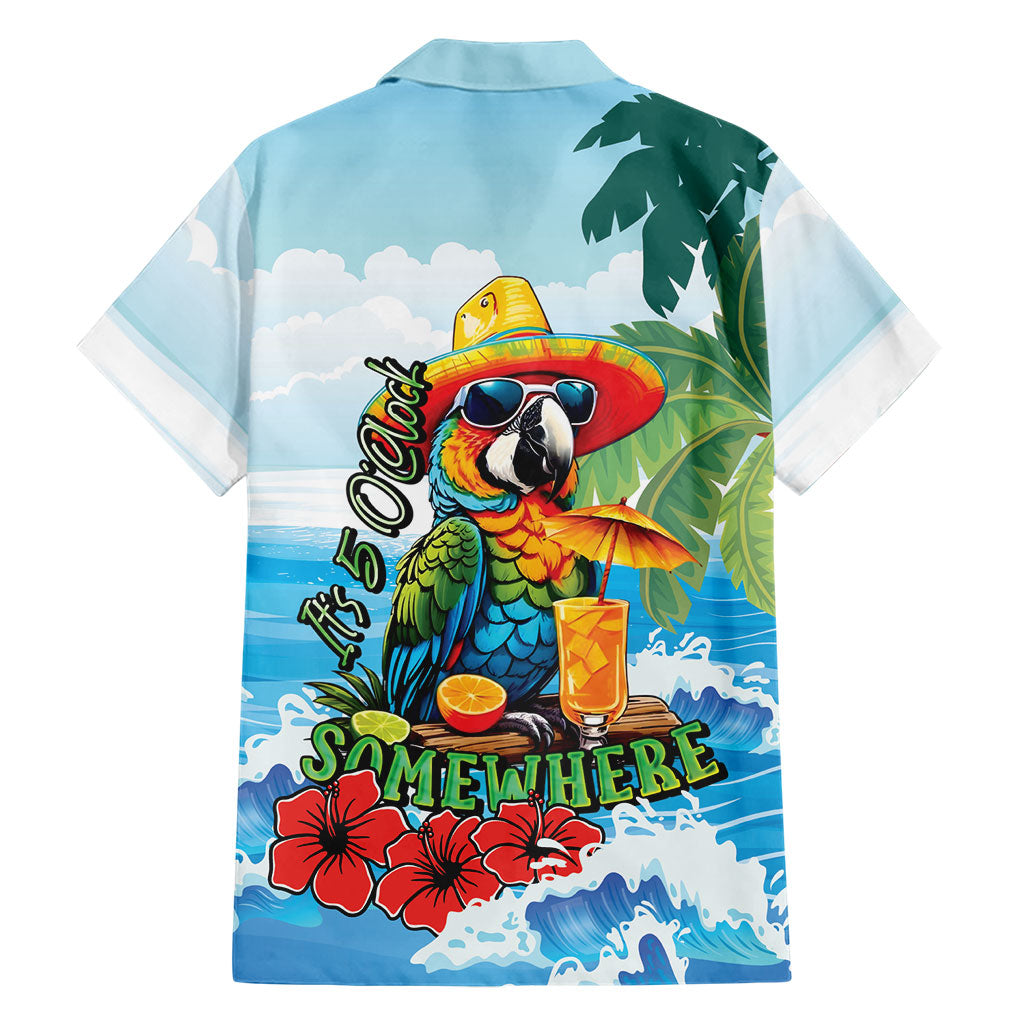 Funny Parrot Margarita Five O'clock Somewhere Family Matching Off The Shoulder Long Sleeve Dress and Hawaiian Shirt