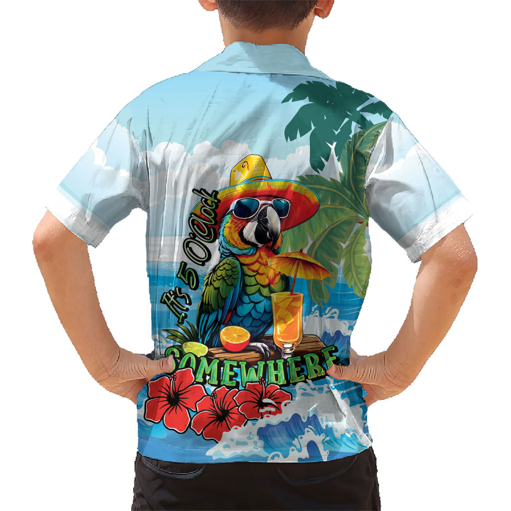 Funny Parrot Margarita Five O'clock Somewhere Kid Hawaiian Shirt