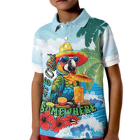 Funny Parrot Margarita Five O'clock Somewhere Kid Polo Shirt