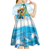 Funny Parrot Margarita Five O'clock Somewhere Kid Short Sleeve Dress