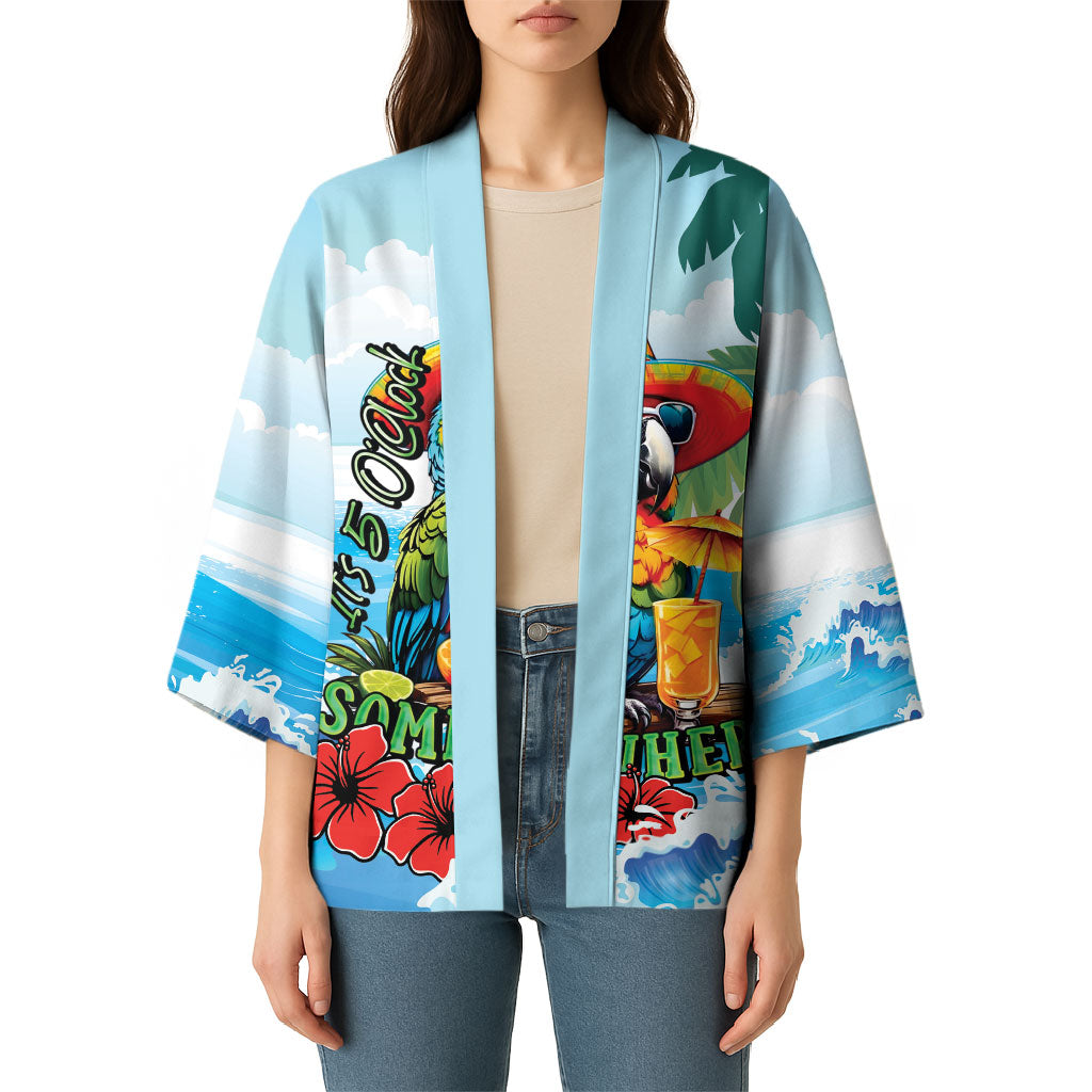 Funny Parrot Margarita Five O'clock Somewhere Kimono