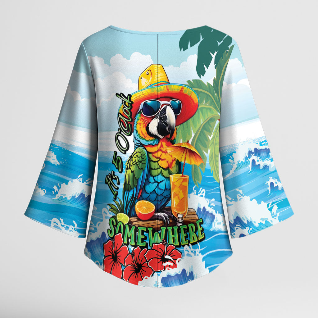 Funny Parrot Margarita Five O'clock Somewhere Kimono Sleeve Blouse