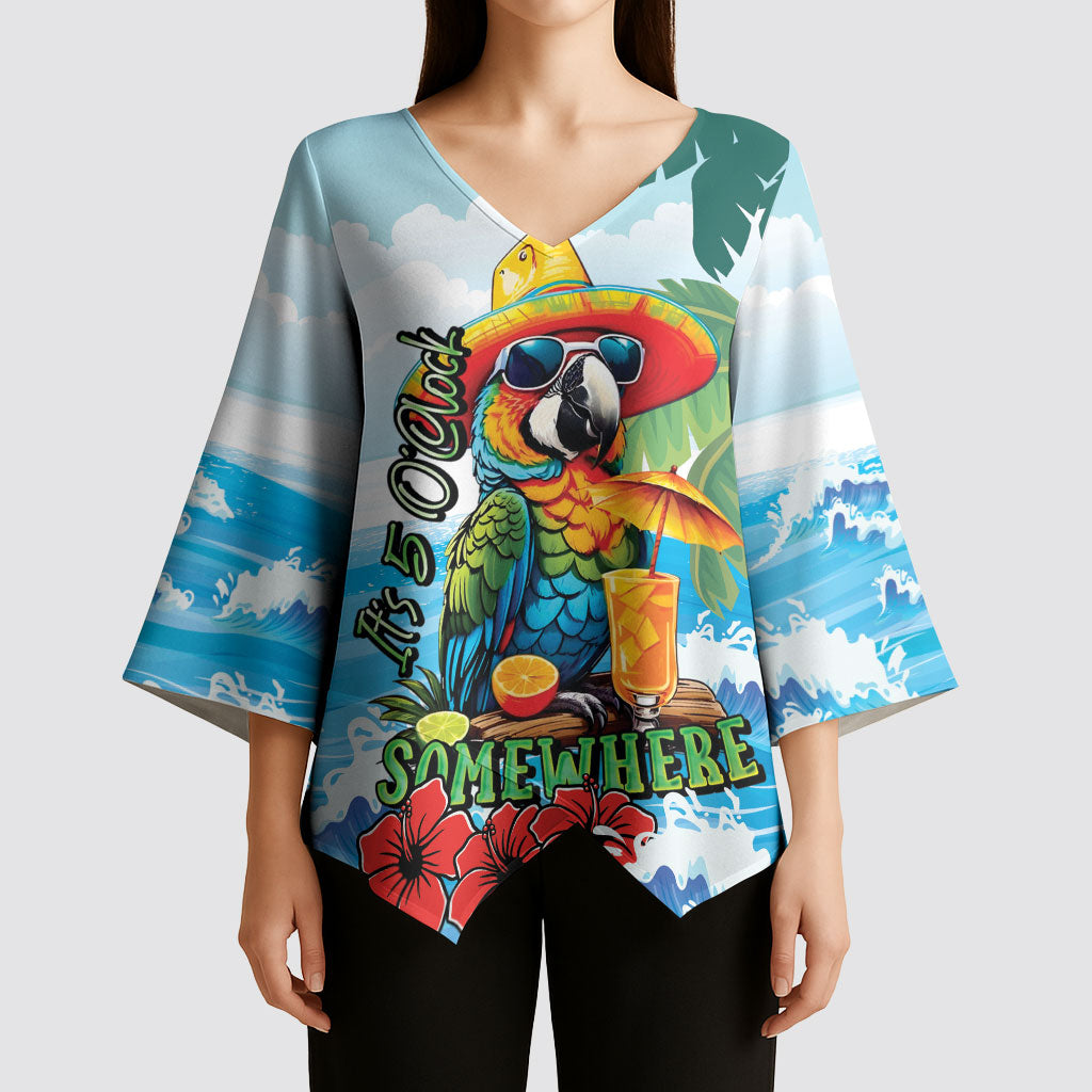 Funny Parrot Margarita Five O'clock Somewhere Kimono Sleeve Blouse