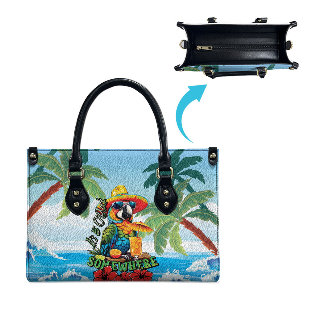 Funny Parrot Margarita Five O'clock Somewhere Leather Bag