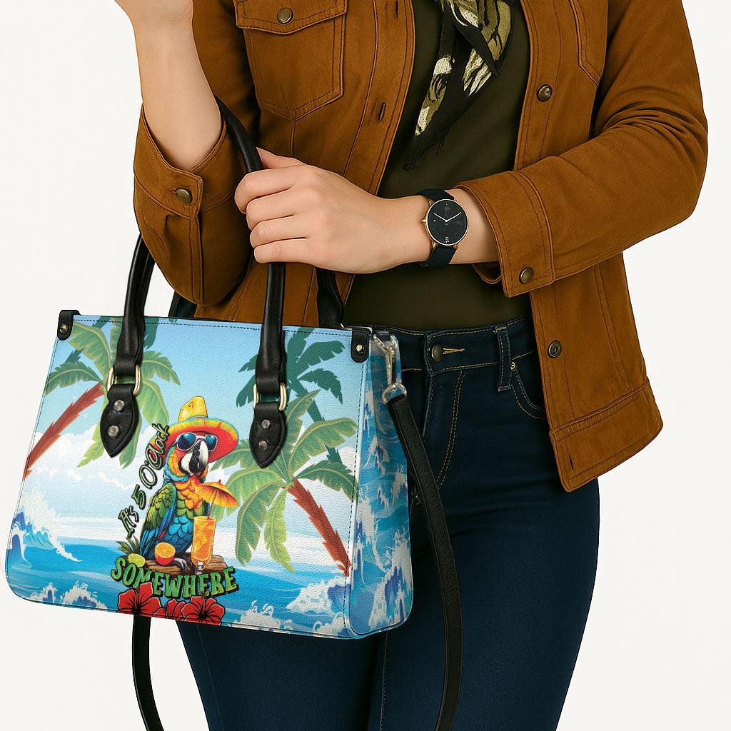 Funny Parrot Margarita Five O'clock Somewhere Leather Bag