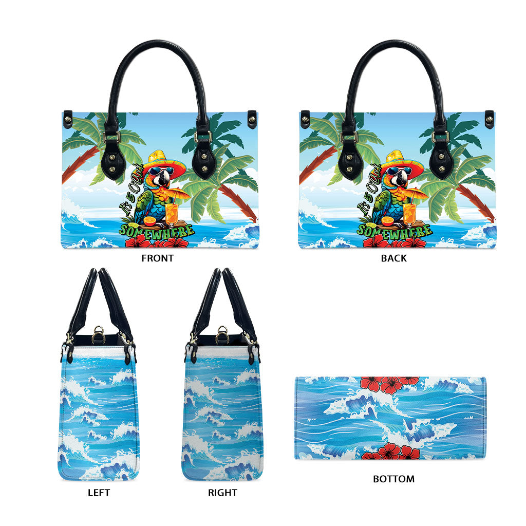 Funny Parrot Margarita Five O'clock Somewhere Leather Bag